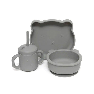 Prato com Ventosa Bear Pewter Green | Petit Monkey