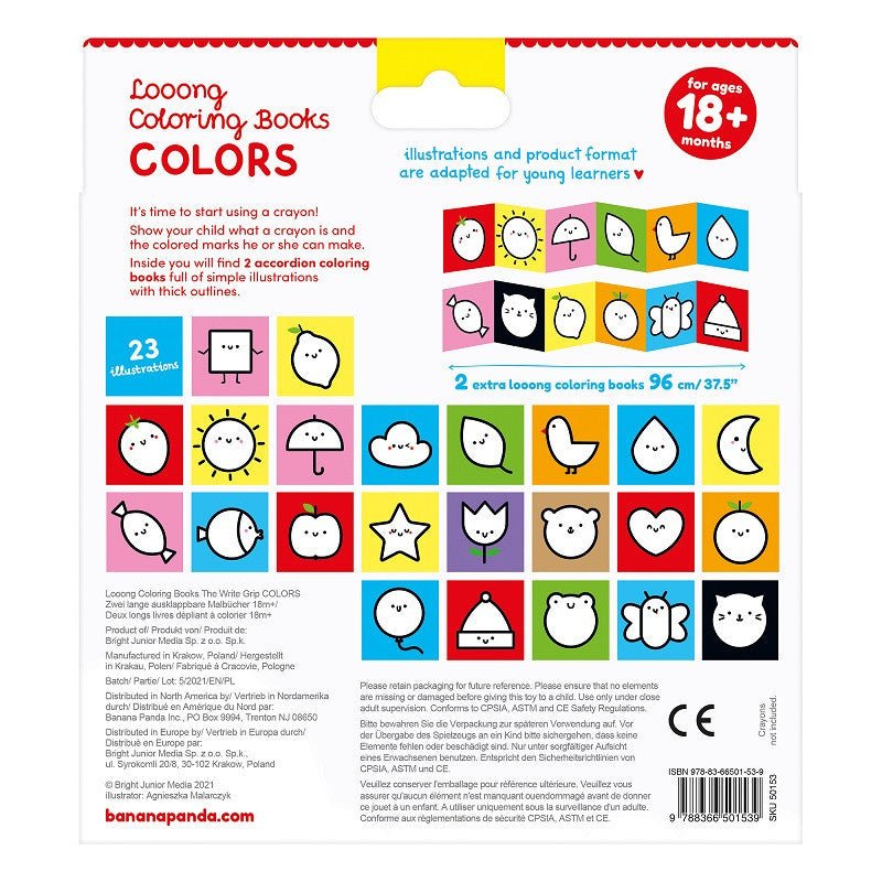 Livro de Colorir Looongo +18m – Cores | Banana Panda